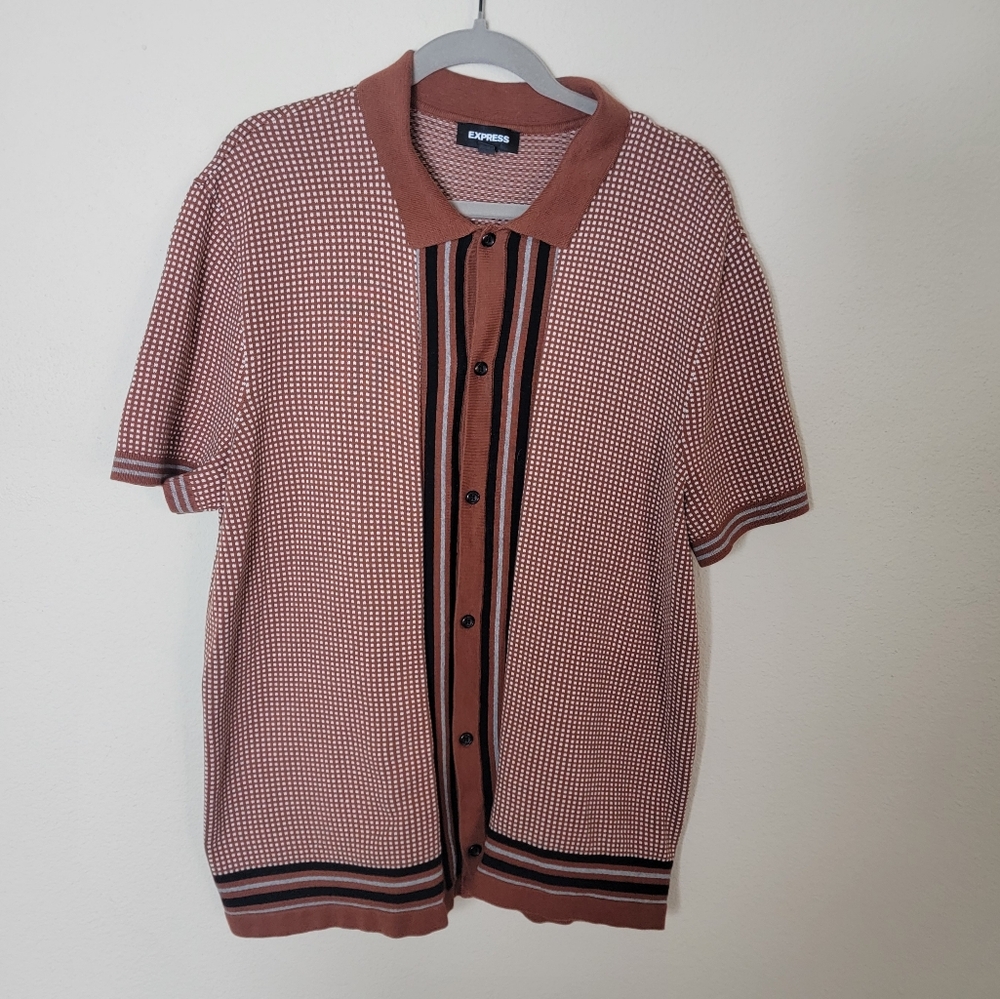 Express Men's Brown Short Sleeve Shirt